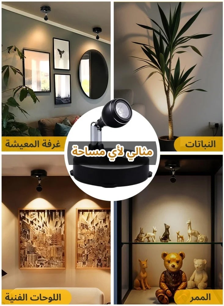 AirYoung 2-Pack Wireless LED Spotlight, Battery Operated Dimmable Uplight with Remote | Rechargeable, Rotatable, Timer | for Indoor Wall Art, Paintings, Plants & Display Cabinet - Image 4